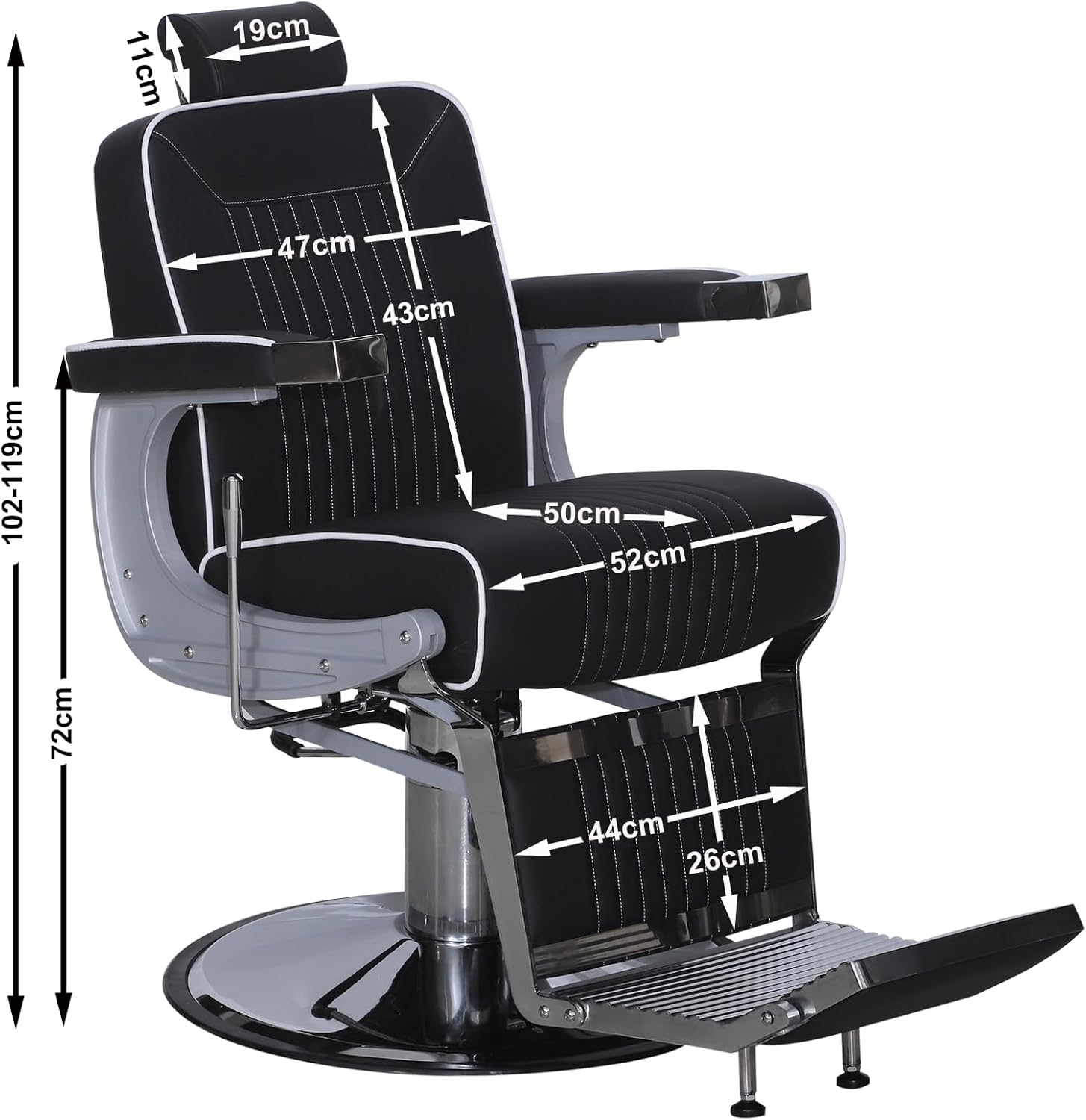3822 Fauteuil de coiffeur Argenté/noir