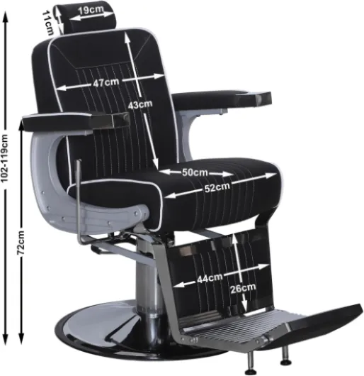 3822 Fauteuil de coiffeur Argenté/noir