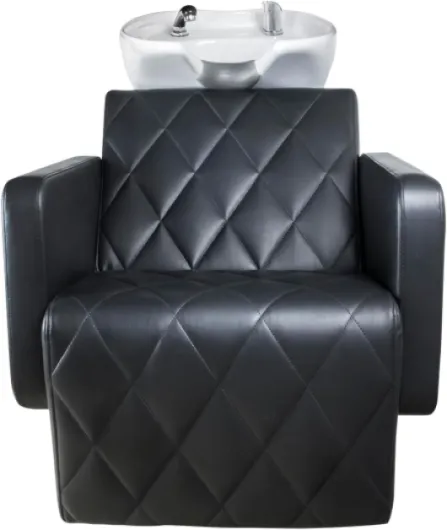 ID Italian Design – Bac à shampoing professionnel – Siège ergonomique rembourré, cuve basculante en céramique et structure robuste – Noir
