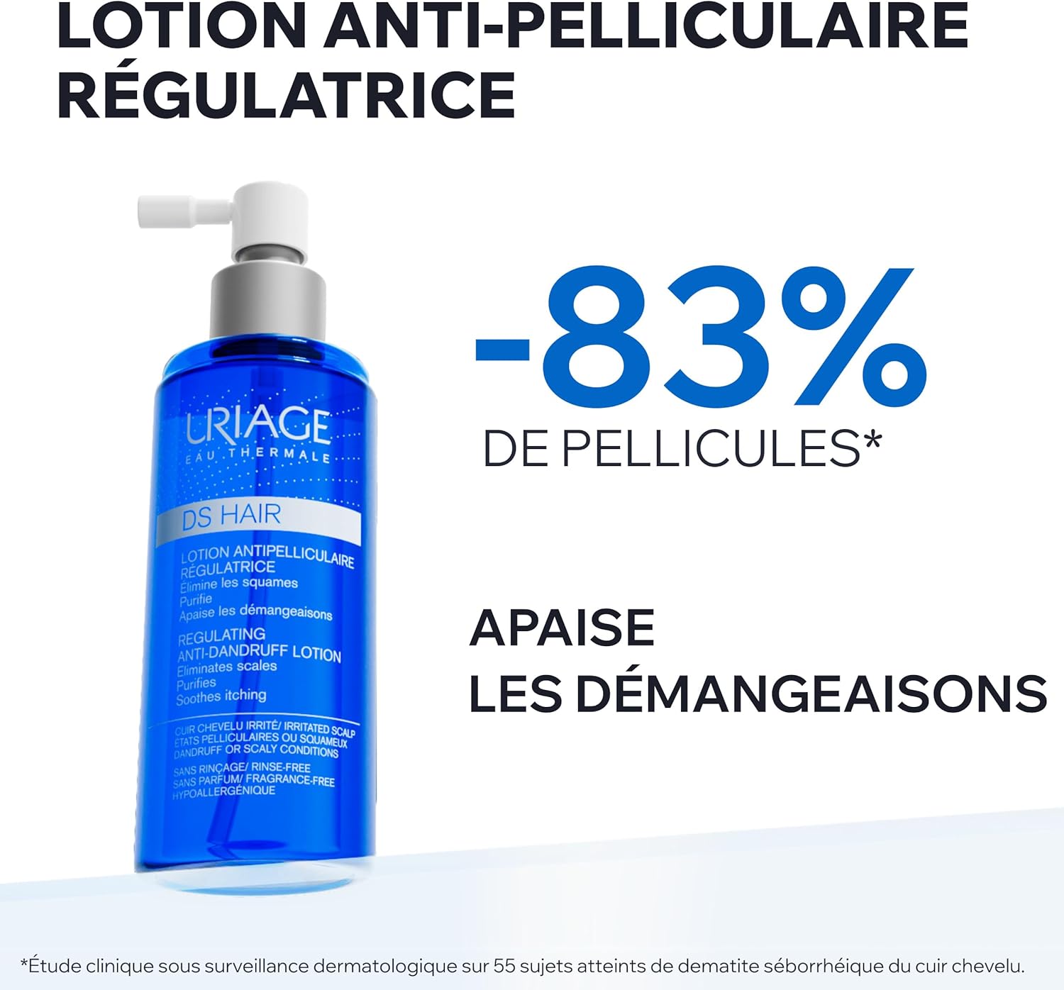 DS Hair Lotion Antipelliculaire - Cuir Chevelu Irrité, Squames, Démangeaisons avec Pellicules Sévères - Tous Types de Cheveux dont Locs - Piroctone Olamine, Huile de Cade - Sans Parfum - 100ml