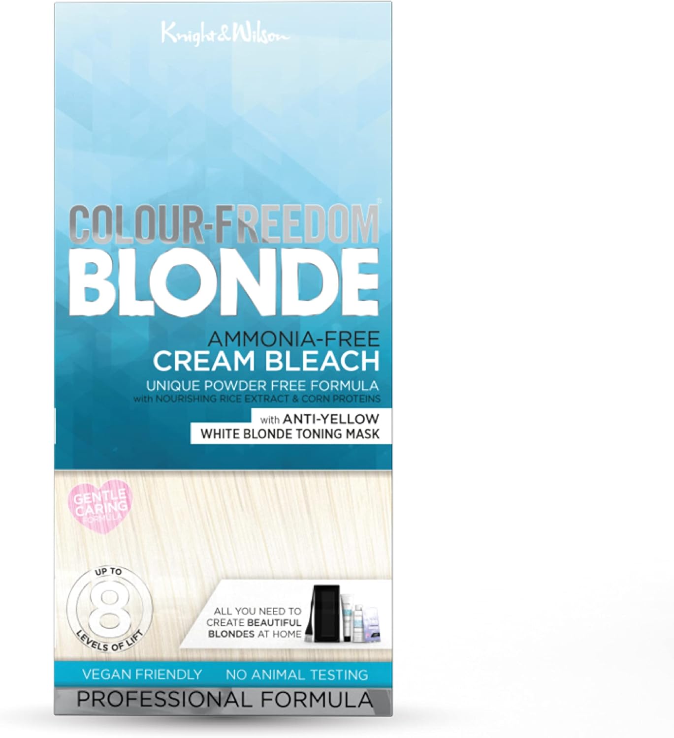 Knight & Wilson Colour-Freedom Cream Hair Bleach - Ammonia-Free Formula Lifts up to 8 Shades - Protects & Repairs While Lightening - Complete bleaching kit including Tint Bowl & Brush 80 g