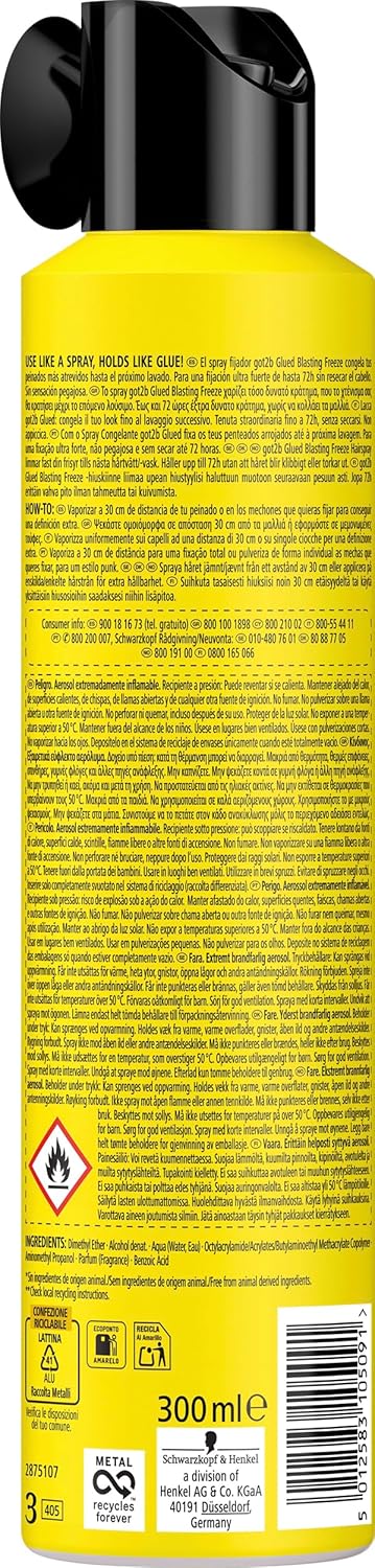 Schwarzkopf got2b Dynamitage Gel spray (Blasting Freeze Spray) 300 ml (Lot de 1)