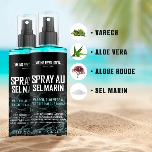 Sea Salt Spray pour Homme - Spray au Sel de Mer avec Extrait de Kelp, Aloe Vera et Algues Rouges - Volume et Texture - Effet Plage - 2 x 260ml Aloe 260 ml (Lot de 2)