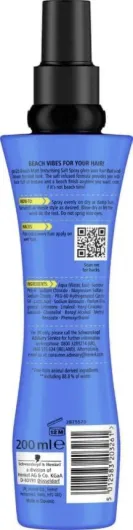 Shwarzkopf got2b Beach Matt Texturizing Sea Salt Spray - 200ml Vaporisateur