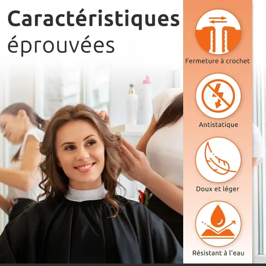 Cap professionnelle de coiffure avec fermeture à crochet Noir, 150x120cm, pour femmes, hommes, enfants, cape de coupe, étanche, taille universelle